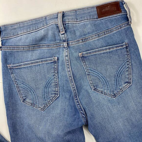 Hollister Co. Distressed Jeans Mid Rise Medium Wash Super Soft Stretch Skinny 1R - Picture 7 of 13